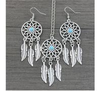COLLIER ET BOUCLES ATTRAPE REVE ARGENT ET PERLE TOPAZE, COLLIER ATTRAPE REVE