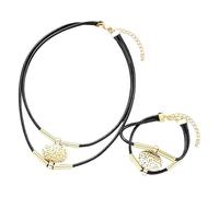 Collier Et Bracelet Ensemble Set Bijoux Chaîne Double Couche En Corde Cirée