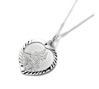 Collier et Pendentif Coeur Médaile de Saint-Christophe en Argent 925/1000-41 + 5 cm