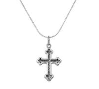 Collier et Pendentif Croix Gothique en Argent 925/1000-46cm