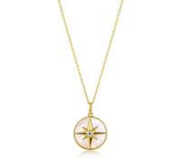 Collier étoile à huit branches en or pour femme, pendentif étoile du Nord en argent 925 avec pièce de monnaie, collier étoile porte-bonheur en nacre avec pendentif rond en zircone, bijoux célestes