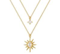 Collier étoile à huit branches superposé pour femme, collier étoile du Nord porte-bonheur multi-rangs en or, pendentif opale ronde en argent 925, bijoux célestes, cadeaux bohèmes