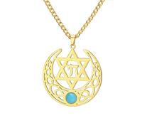 Collier Etoile de David Kabbale Lettre hébraïque Chai Pendentif Etoile juive classique Jeton Amulette Celtique Estrella de David Bijoux chrétiens Cadeau de Hanoukka (or 2)