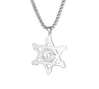 Collier Etoile de David Oeil Maléfique Pendentif Etoile de David à six branches Hexagramme Démoniaque Amulette Religieuse Juive Israël Bijoux Egyptien Cadeaux pour Hommes Femme