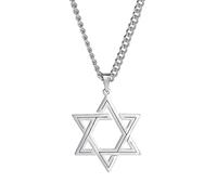 Collier Etoile de David Oeil Maléfique Pendentif Etoile de David à six branches Hexagramme Démoniaque Amulette Religieuse Juive Israël Bijoux Egyptien Cadeaux pour Hommes Femmes (Collier David argent)