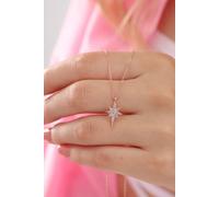 Collier Étoile du Nord en Argent Sterling 925 avec Pierres de Zircon Plaqué Or Rose