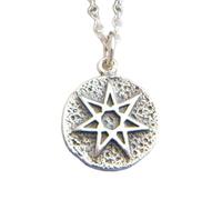 Collier étoile féerique en argent sterling 925, petite amulette. Fée. Bijou wiccan à septagramme. Superposition. Pendentif astrologique et magie blanche | Avec chaîne de 45 cm | Plaqué argent |