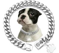 Collier étrangleur en acier inoxydable robuste pour chien avec boucle de sécurité et chaîne à maillons cubains dorés pour dressage d'animaux de compagnie