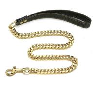 Collier étrangleur en Acier Inoxydable Robuste pour Chien avec Boucle de sécurité et chaîne à maillons cubains dorés pour Dressage d'animaux de Compagnie