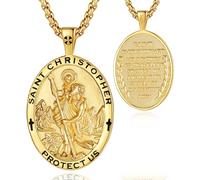 Collier EUDORA Harmony Ball en argent sterling 925, St. Christophe/St Michel/St Benoît/St Jude/Vierge Marie/St Gabriel/St Antoine pour hommes et femmes, Amulette de protection religieuse, Argent