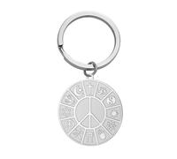 Collier EUEAVAN Coexister en paix - Pendentif d'harmonie des religions mondiales - Porte-clés en bijouterie - Amulette de protection - Cadeau pour homme et femme, Acier inoxydable, Pas de pierre