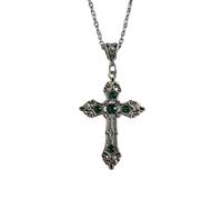 Collier européen et croix avec pierres précieuses, pendentif en forme de croix - Bijoux religieux - Collier unique pour femme, taille unique, Comme décrit, Comme décrit.