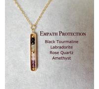 Collier exquis de protection et d'équilibre, cristal de 3 mm, tourmaline noire, quartz clair, quartz fumé, hématite, convient comme cadeau pour elle, sœur, fille Alliage de zinc