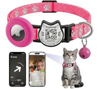 Collier extensible à code QR et AirTag pour chat - Étiquette d'identification intelligente et support Apple AirTag - Collier de suivi réglable léger et confortable pour chats, chatons et chiots - 17,8