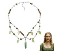 Collier façon marché de course en forêt, perles de cristal pour dames | Collier avec pendentif feuille de forêt pour princesse Renaissance cosplay Halloween accessoire fantasy séance photo.