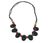 Collier fait à la main avec pendentif en perles en céramique, M, verre, sans pierre précieuse, M, Verre, Pas de gemme