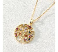 Collier familial arbre de vie personnalisé en acier inoxydable, pendentif arbre de vie en cristal multicolore d'été pour femmes, cadeau de noël