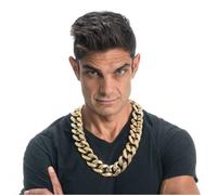 Chaks Collier fantaisie Chaîne large rappeur 70 cm Or - Accessoire de déguisement, bijou fantaisie