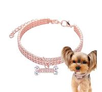 Collier fantaisie pour chien, 3 rangées de strass pour animaux de compagnie, pendentif en forme d'os en strass, collier réglable en forme d'os en strass, accessoires de mariage