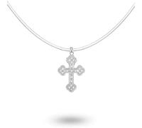 Collier fantaisie pour femme - Fil nylon - Croix diamants cz