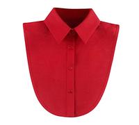 Collier Faux Femme Chemisier Demi Chemise Faux Collier Portable Ajustable Faux Col de Chemise Faux Col en Mousseline Chemisier All Match Faux Col Femme Décoration de Vêtements Rouge
