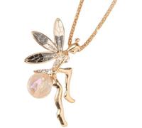 Collier Fée Anya, Couleur Or et Noir en Acier Inoxydable, Bijoux Fée, Collier Pendentif Fée, Sautoir Fée