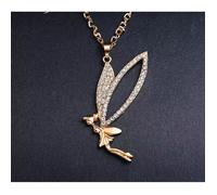 COLLIER FEE CLOCHETTE doré sur Cristal Blanc autrichien, FIGURINE FEE, STATUETTE FEE, STATUETTE FEE