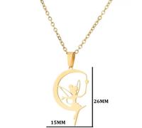 Collier Fée Clochette sur Lune Doré - Louna - Figurine Fée - Bijoux Fée