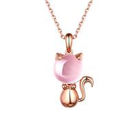 Collier Femelle Rose Cristal Kitty Pendant Mode Tendance Sauvage Accessoires