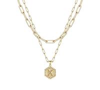 Collier féminin élégant moderne discret 26 Collier Hexagone Initial Pour Femmes Colliers Pour Femmes AZ 26 Alphabet Initial Colliers En Or Pour Femmes Filles (K, One Size)
