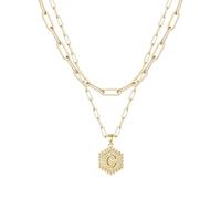Collier féminin élégant moderne discret 26 Collier Hexagone Initial Pour Femmes Colliers Pour Femmes AZ 26 Alphabet Initial Colliers En Or Pour Femmes Filles (C, One Size)