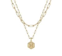 Collier féminin élégant moderne discret 26 Collier Hexagone Initial Pour Femmes Colliers Pour Femmes AZ 26 Alphabet Initial Colliers En Or Pour Femmes Filles (H, One Size)