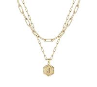 Collier féminin élégant moderne discret 26 Collier Hexagone Initial Pour Femmes Colliers Pour Femmes AZ 26 Alphabet Initial Colliers En Or Pour Femmes Filles (J, One Size)