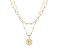 Collier féminin élégant moderne discret 26 Collier Hexagone Initial Pour Femmes Colliers Pour Femmes AZ 26 Alphabet Initial Colliers En Or Pour Femmes Filles (L, One Size)