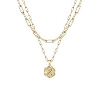 Collier féminin élégant moderne discret 26 Collier Hexagone Initial Pour Femmes Colliers Pour Femmes AZ 26 Alphabet Initial Colliers En Or Pour Femmes Filles (Z, One Size)