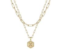 Collier féminin élégant moderne discret 26 Collier Hexagone Initial Pour Femmes Colliers Pour Femmes AZ 26 Alphabet Initial Colliers En Or Pour Femmes Filles (X, One Size)