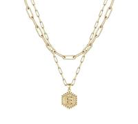 Collier féminin élégant moderne discret 26 Collier Hexagone Initial Pour Femmes Colliers Pour Femmes AZ 26 Alphabet Initial Colliers En Or Pour Femmes Filles (E, One Size)
