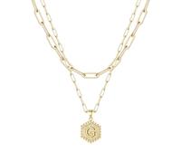 Collier féminin élégant moderne discret 26 Collier Hexagone Initial Pour Femmes Colliers Pour Femmes AZ 26 Alphabet Initial Colliers En Or Pour Femmes Filles (G, One Size)