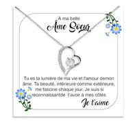 Collier Femme Âme Sœur Idée Cadeau pour Elle Finition Argent ou Or Bijou Anniversaire Mariage Saint-Valentin ou Noël Pour Épouse ou Petite Amie - Coffret avec DÉDICACE inclus (Collier Âme Sœur 5)