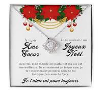 Collier Femme Âme Sœur Idée Cadeau pour Elle Finition Argent ou Or Bijou Anniversaire Mariage Saint-Valentin ou Noël Pour Épouse ou Petite Amie - Coffret avec DÉDICACE inclus (Collier Âme Sœur 3)