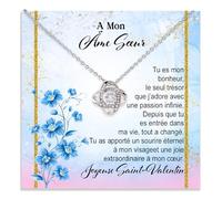 Collier Femme Âme Sœur Idée Cadeau pour Elle Finition Argent ou Or Bijou Anniversaire Mariage Saint-Valentin ou Noël Pour Épouse ou Petite Amie - Coffret avec DÉDICACE inclus (Collier Âme Sœur 4)