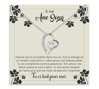 Collier Femme Âme Sœur Idée Cadeau pour Elle Finition Argent ou Or Bijou Anniversaire Mariage Saint-Valentin ou Noël Pour Épouse ou Petite Amie - Coffret avec DÉDICACE inclus (Collier Âme Sœur)