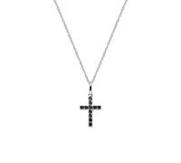 Collier Femme Amen CROIX Zircons Noirs Argent 925 Code CRBN03