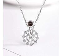 Collier Femme Amour Bonheur Grande Roue 100 Langues 520 Je t'aime Pendentif de Projection de mémoire, Colliers Pendentif