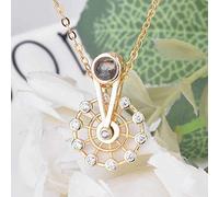 Collier Femme Amour Bonheur Grande Roue 100 Langues 520 Je t'aime Pendentif de Projection de mémoire, Colliers Pendentif