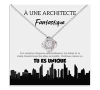 Collier Femme Architecte Idée cadeau pour elle pour la remise de diplôme Finition en argent ou en or pour femme architecte professionnelle - Coffret avec DÉDICACE inclus (architecte fantastique)