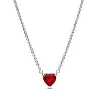 Collier Femme - Argent - 392542C01-45 - Pendentif Cœur - Cristal Rouge - Maille Ancre