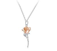 Collier Femme Argent,Collier De Fleurs pour Les Femmes S925 Argent Sterling Rose Pendentif Collier Délicat Collier Ras du Cou À La Mode Chaîne Bohême Bijoux pour Ses Couples De Filles
