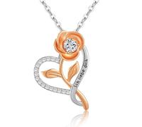 Collier Femme Argent JE T’AIME Rose Collier Coeur,Bijoux Argent Femme 925 Pendentif Collier,Cadeau Fete Des Meres Cadeau Anniversaire Femme Cadeau Femme