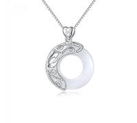 Collier Femme Argent,Signes Du Zodiaque Collier En Argent Pour Les Femmes Élégantes Dames Collier De Cercle De Jade Naturel Harmonie Chinoise Boucle Pendentif Collier Bijoux Pour Les Filles Cadeau D